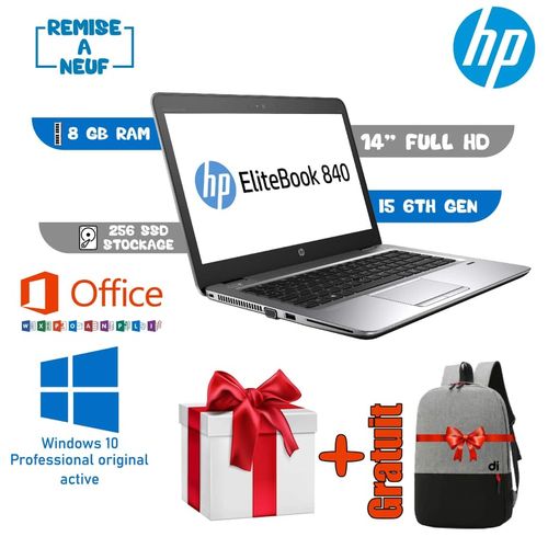 Hp EliteBook 840 14Pouce G3 Core i5 6eme Grd 8Go DDR4-256 M.2 SSD Remis a Neuf